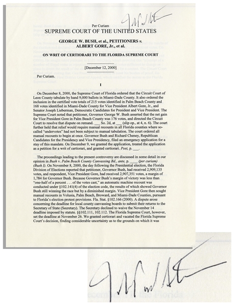 John Paul Stevens Signed Bush v. Gore Supreme Court Decision